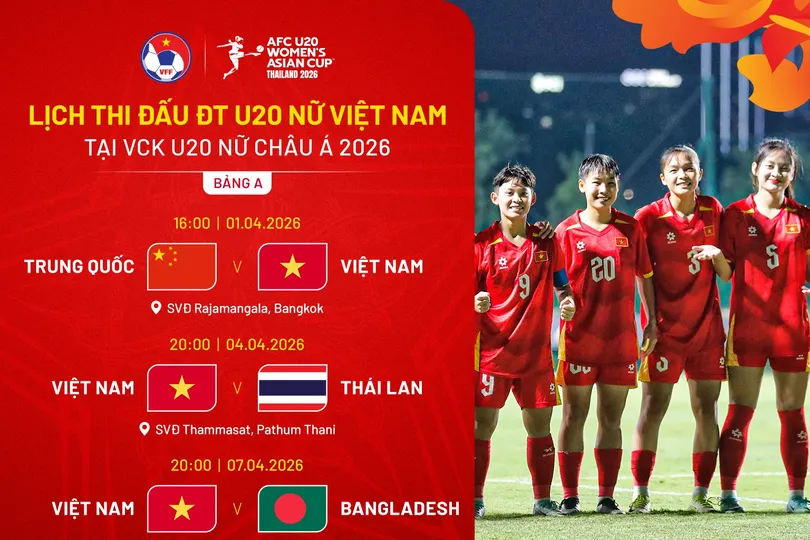 Lịch thi đấu Vòng chung kết U20 nữ châu Á 2026