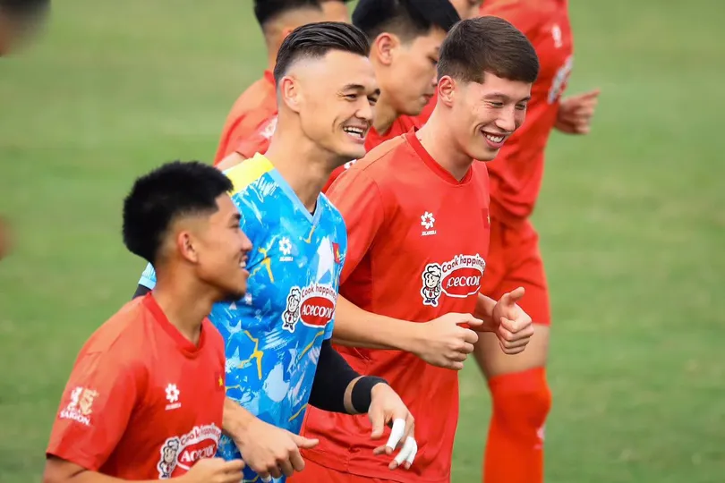 Các thành viên của CLB Công an TPHCM đang làm nhiệm vụ ở đội tuyển Việt Nam. Ảnh: CLB
