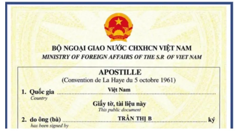 Mẫu chứng nhận Apostille của Việt Nam triển khai từ ngày 11-9-2026. Ảnh: Bộ Ngoại giao cung cấp