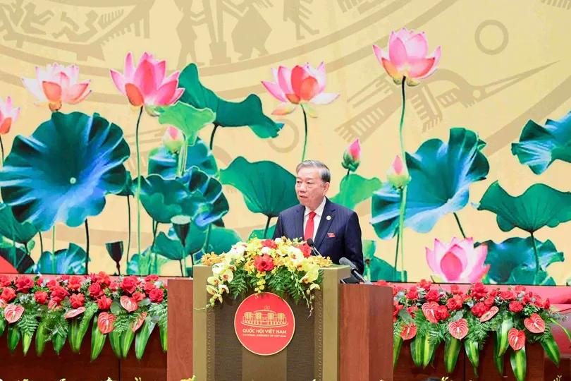 Tổng Bí thư Tô Lâm phát biểu tại lễ kỷ niệm. Ảnh: ĐỖ TRUNG