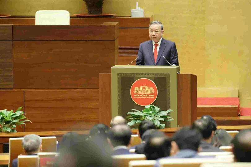 Tổng Bí thư Tô Lâm phát biểu chỉ đạo hội nghị, chiều 7-2. Ảnh: QUANG PHÚC