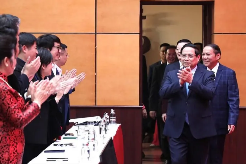 Thủ tướng Chính phủ Phạm Minh Chính thăm, chúc tết và làm việc với Bộ VH-TT-DL. Ảnh: TRẦN HUẤN