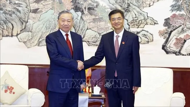 Tổng Bí thư, Chủ tịch nước Tô Lâm tiếp Bí thư Khu ủy Khu tự trị dân tộc Choang Quảng Tây (Trung Quốc)