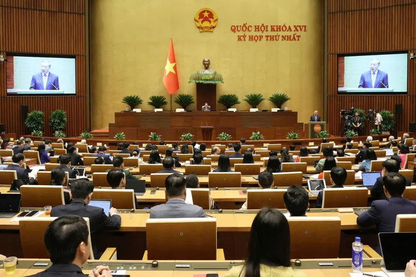 Phiên khai mạc kỳ họp thứ nhất, Quốc hội khóa XVI, ngày 6-4. Ảnh: QUANG PHÚC