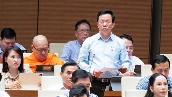 ĐB Lê Minh Nam (Cần Thơ) phát biểu tại hội trường, chiều 12-8. Ảnh: QUANG PHÚC 