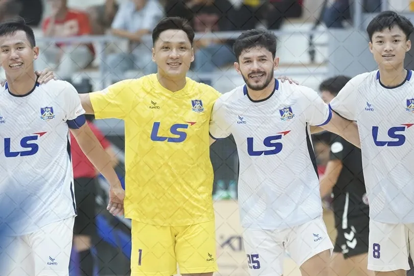 Các cầu thủ futsal Thái Sơn Nam TPHCM khởi đầu mùa giải 2026 bằng chiến thắng đậm. ẢNH: TÂM HÀ 