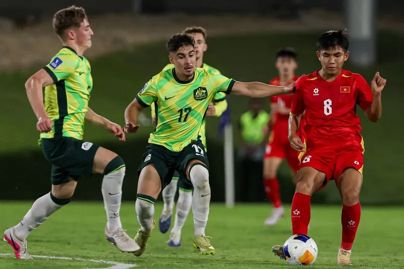 U17 Việt Nam đón nhận thất bại trước Australia. ẢNH: AFC 