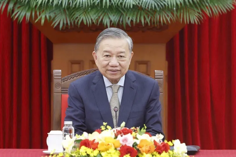 Tổng Bí thư Tô Lâm điện đàm với Tổng thống Hàn Quốc Lee Jae Myung. Ảnh: TTXVN 