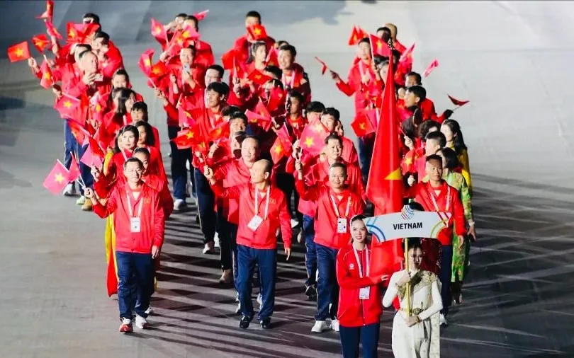 Đoàn thể thao Việt Nam tại Lễ khai mạc SEA Games 33-2025. Ảnh: ĐOÀN TTVN