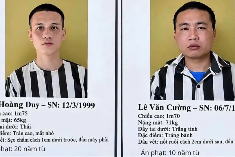 Hai phạm nhân Võ Hoàng Duy và Lê Văn Cường đã bị bắt