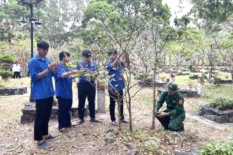 Đông đảo đoàn viên, thanh niên tham gia chăm sóc cảnh quan Nghĩa trang Hàng Dương