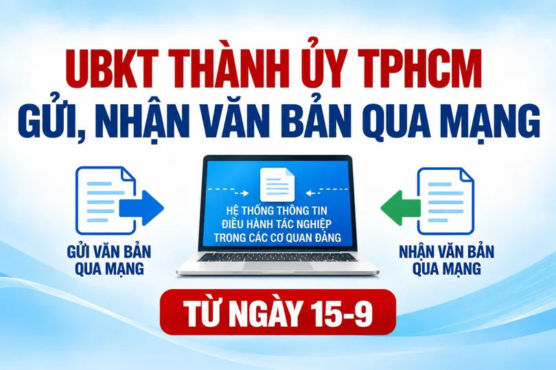 Ủy ban Kiểm tra Thành ủy TPHCM gửi, nhận văn bản qua mạng