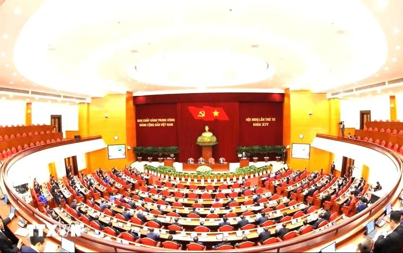Hội nghị lần thứ 4 Ban Chấp hành Trung ương Đảng khóa XIV. Ảnh: TTXVN