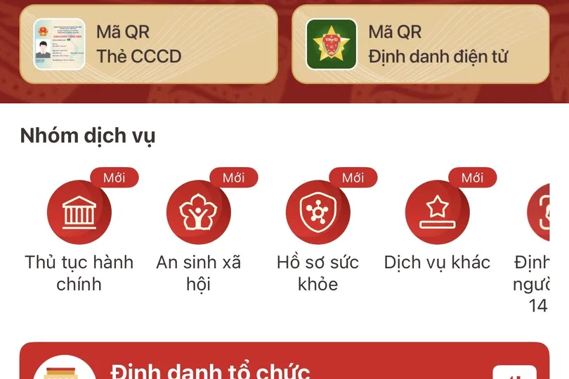 Giao diện Tài khoản hưởng an sinh xã hội trên ứng dụng VNeID