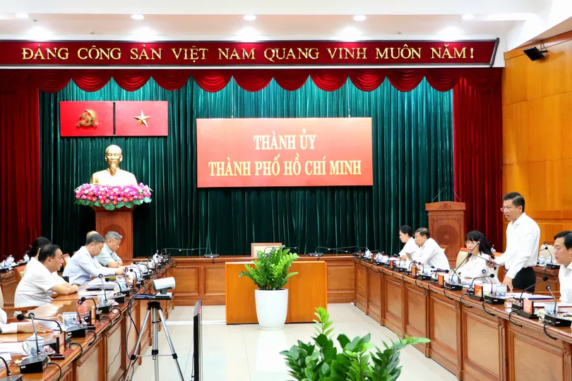 Các đại biểu dự hội nghị tại điểm cầu TPHCM. Ảnh: NGÔ BÌNH