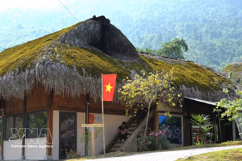 小径通向苔藓覆盖屋顶的房屋。图自越通社。