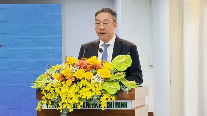 Mr. Pham Dut Diem, Director of the Ho Chi Minh City Department of Foreign Affairs, speaks at the press conference of 11th Vietnam–Japan Festival (JVF11) 2026. (Photo: SGGP)