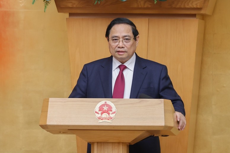 Prime Minister Pham Minh Chinh speaks at the Government’s monthly law-building session in Hanoi on February 27. (Photo: baochinhphu)
