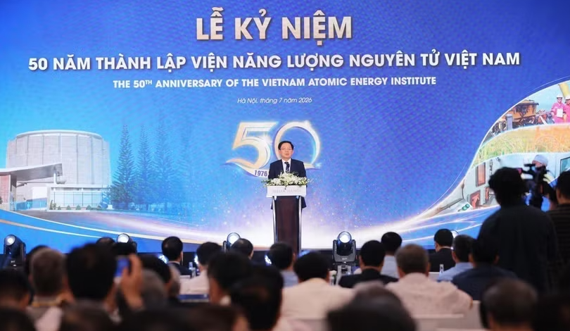 Deputy Prime Minister Ho Quoc Dung speaks at VINATOM’s 50th anniversary ceremony. (Photo: VNA)