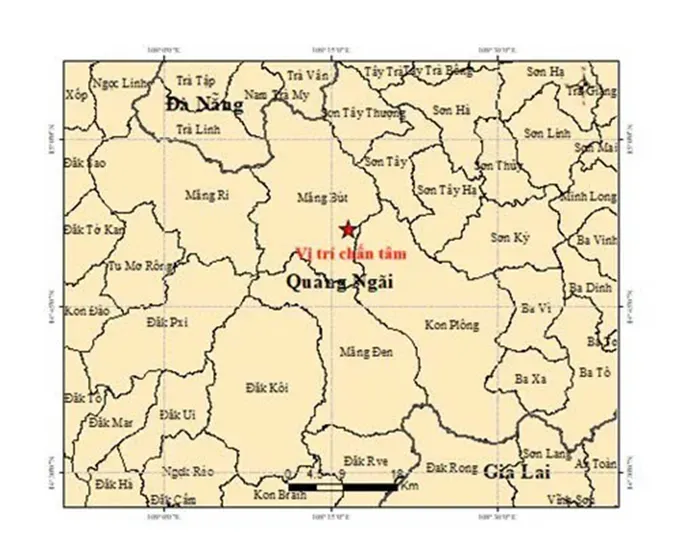 The epicenter of the earthquake in Mang But Commune.