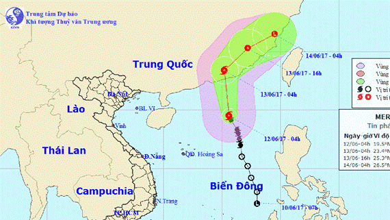 Position of the first storm hitting Vietnam this year (Photo: The National Hydrology Meteorology Forecast Center)