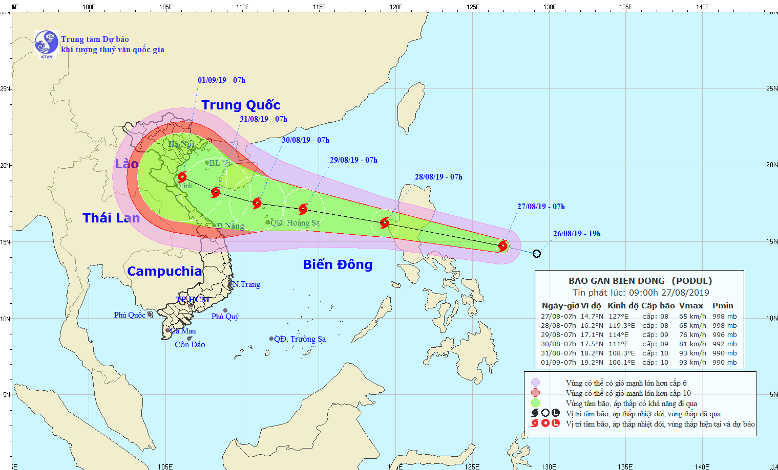 Typhoon Podul will make landfall in Vietnam
