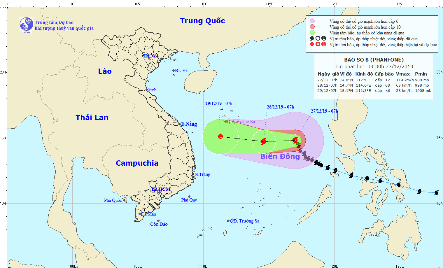 Map of typhoon Phanfone (Photo: http://nchmf.gov.vn/)