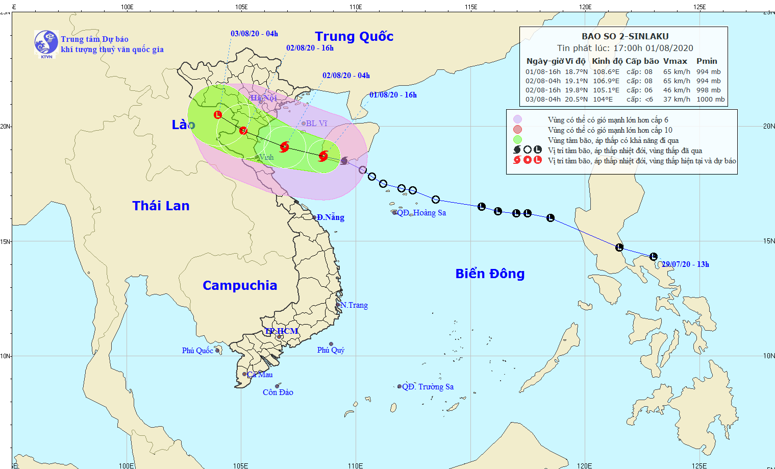 Path map of storm Sinlaku 