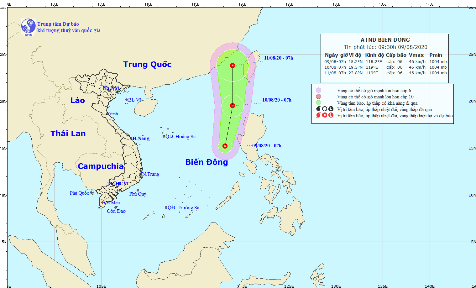 Path map of the newly- formed tropical depression (Photo: NCHMF)