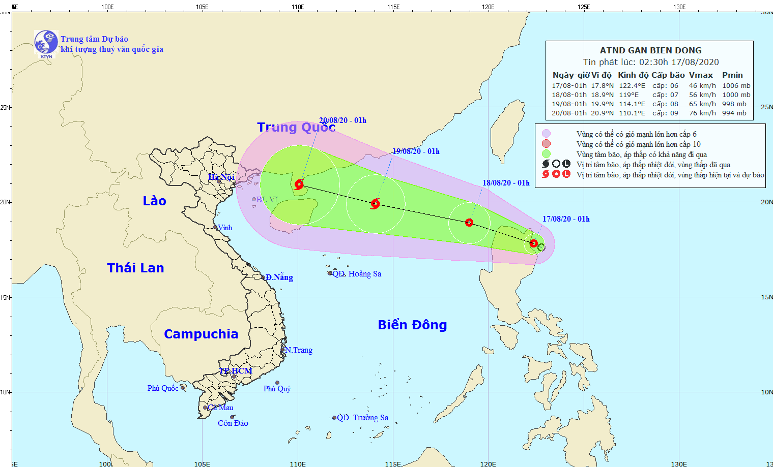 Path map of tropical low- pressure system in the East Sea 