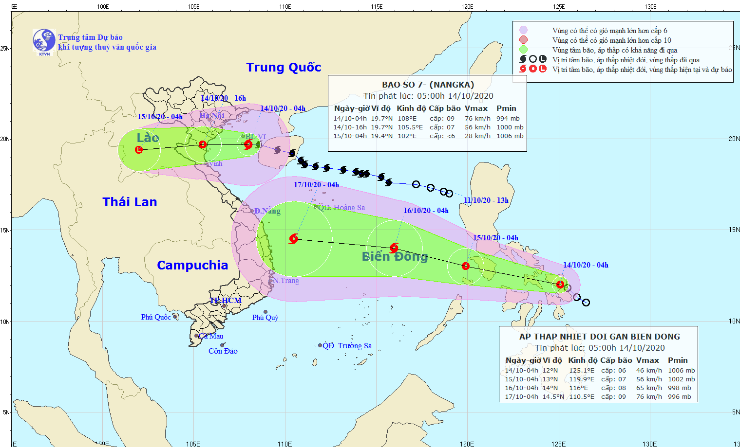 Path map of typhoon Nangka and newly-formed tropical depression
