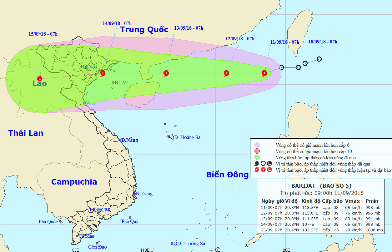 5號颱風的移動方向。