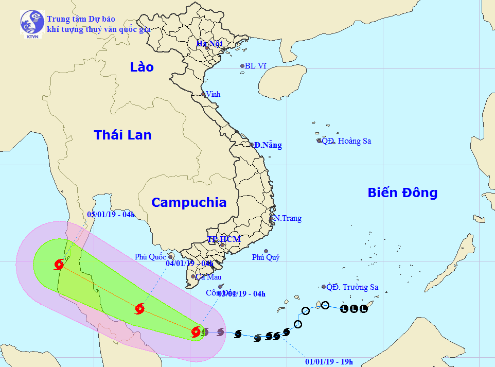 1號颱風的移動方向。（圖源：國家水文氣象預報中心）