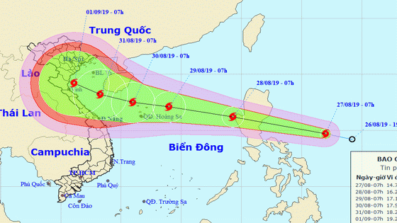 “楊柳”(Podul)颱風的移動方向。（圖源：國家水文氣象中心）