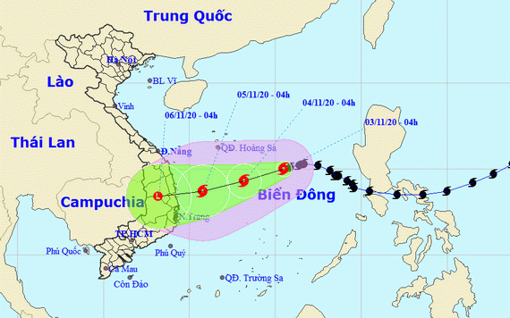 10號颱風的移動方向。（圖源：國家水文氣象預報中心）