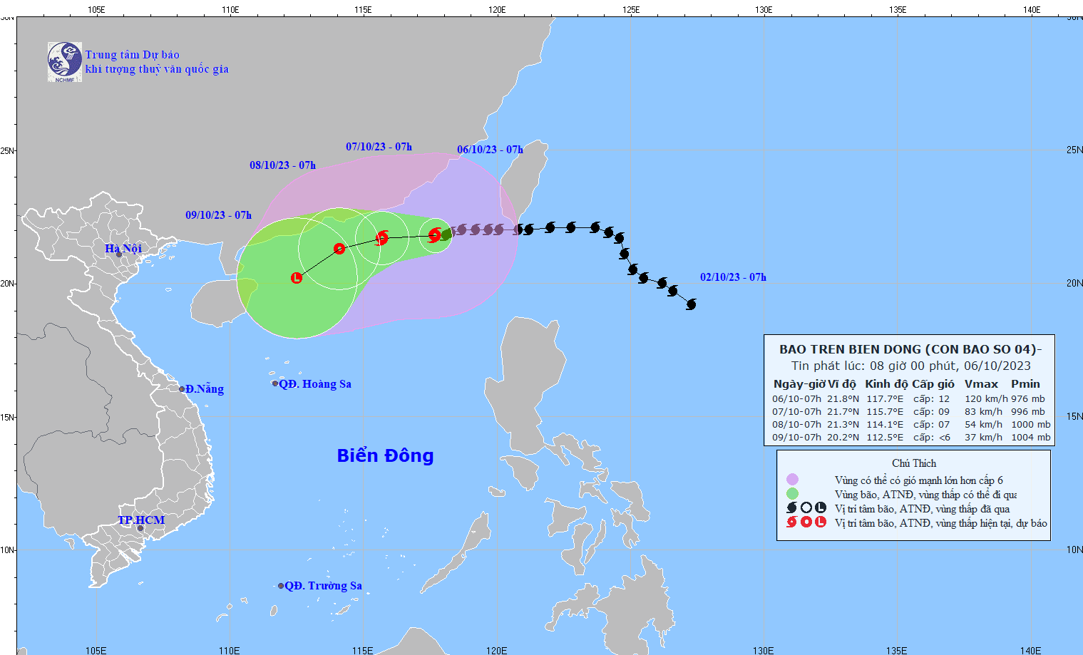 “小犬”台风的移动方向。（图：NCHMF）