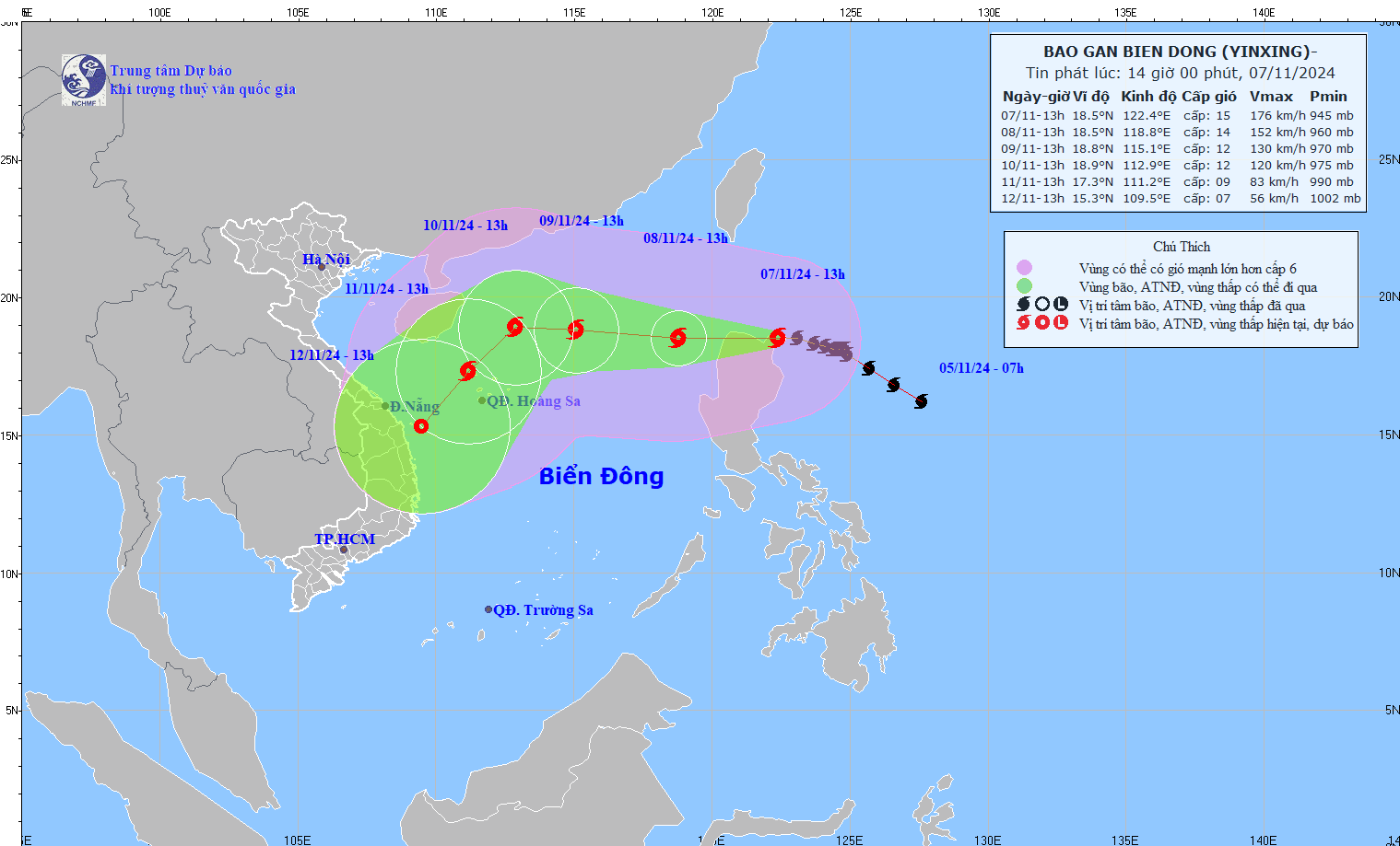 图为银杏台风的移动方向。（图：国家水文气象预报中心）