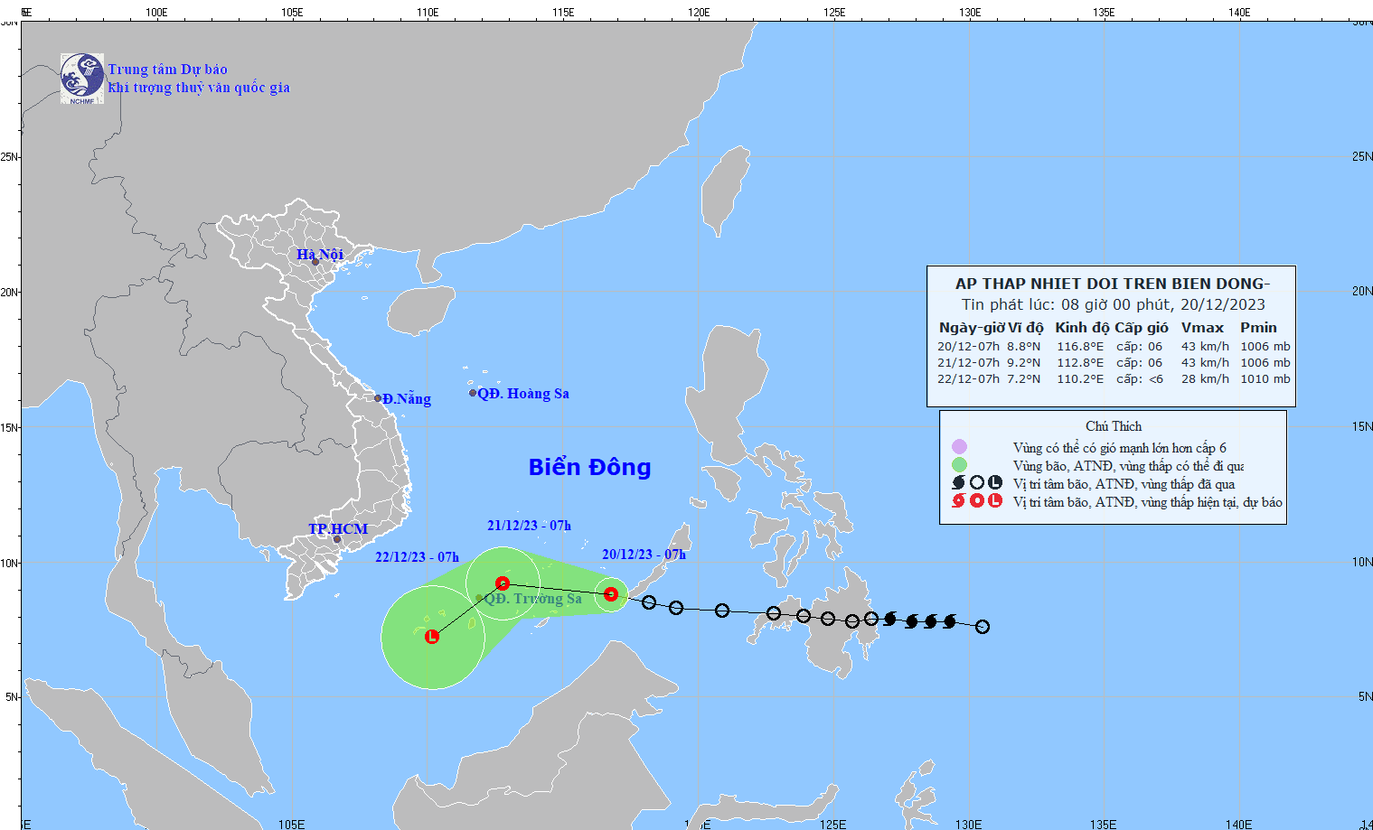 Áp thấp nhiệt đới đã vào Biển Đông