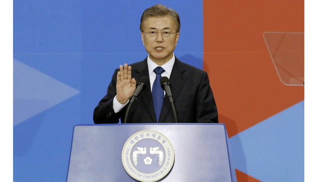 Tân Tổng thống Hàn Quốc Moon Jae-in ủng hộ kế hoạch tiếp xúc liên Triều. Ảnh: AP