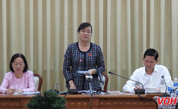 Chủ tịch HĐND TPHCM Nguyễn Thị Quyết Tâm phát biểu kết luận buổi giám sát. Ảnh: VOH