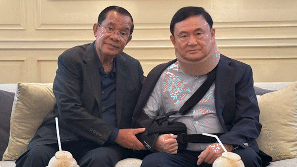  Cựu Thủ tướng Campuchia Hun Sen và ông Thaksin. Ảnh: Facebook cá nhân của ông Hun Sen 
