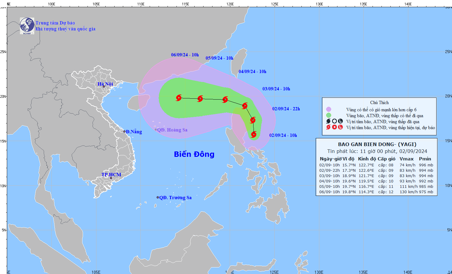 Ngày mai, bão Yagi đi vào Biển Đông, gây gió giật cấp 15