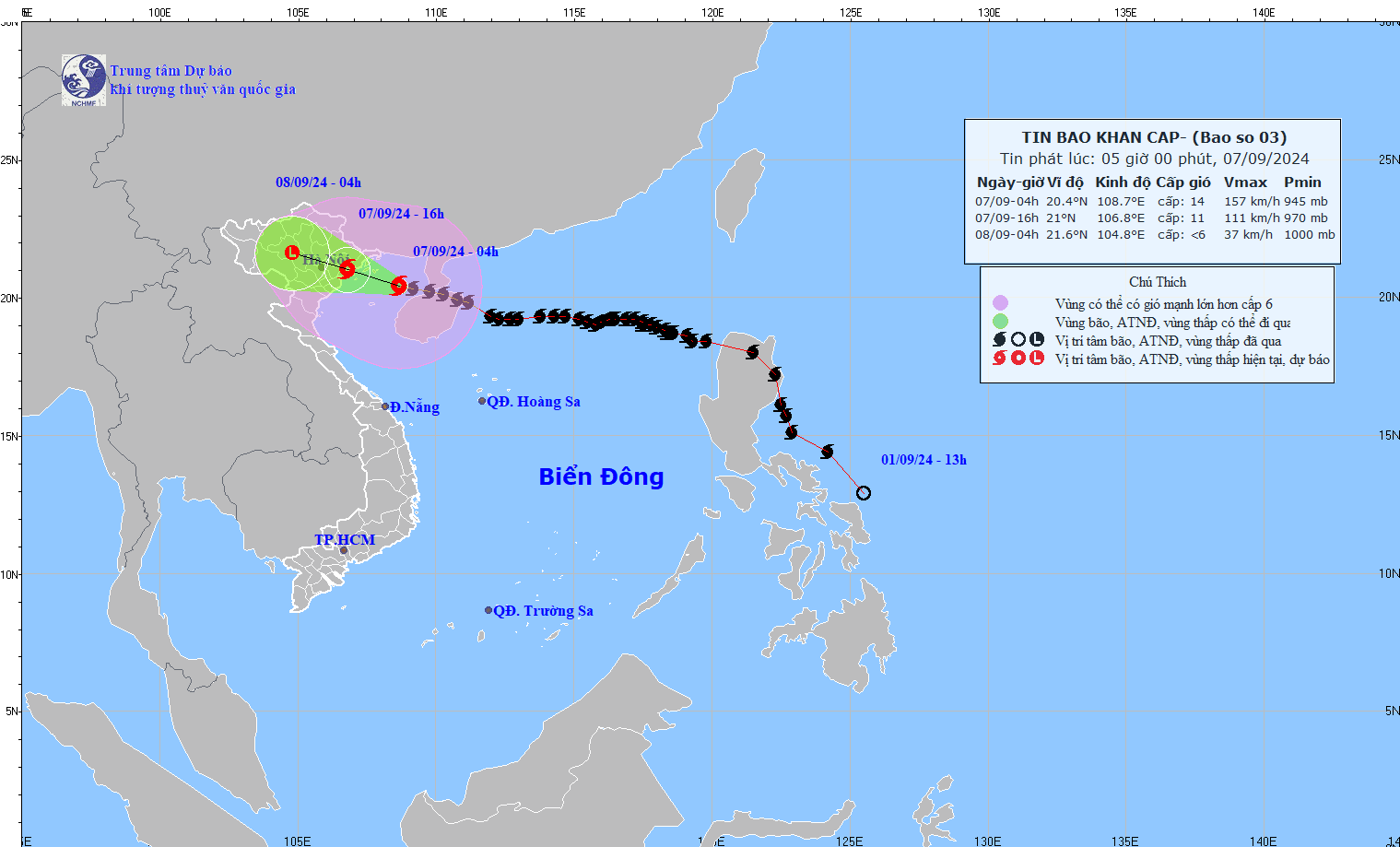 Bão số 3 cách Quảng Ninh - Hải Phòng 190km, giật cấp 17