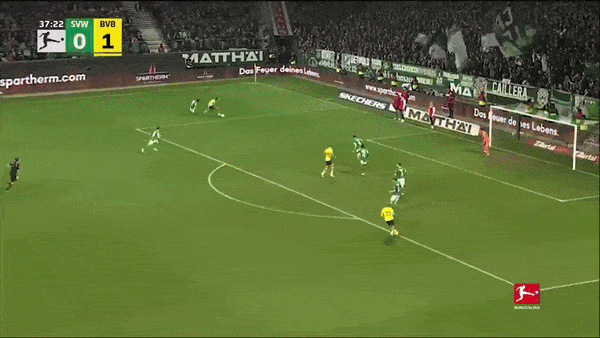 Werder Bremen vs Borussia Dortmund 1-2: Malen lập công, Sancho độc diễn tỏa sang, Sabitzer nhận thẻ đỏ, Njinmah lập công 