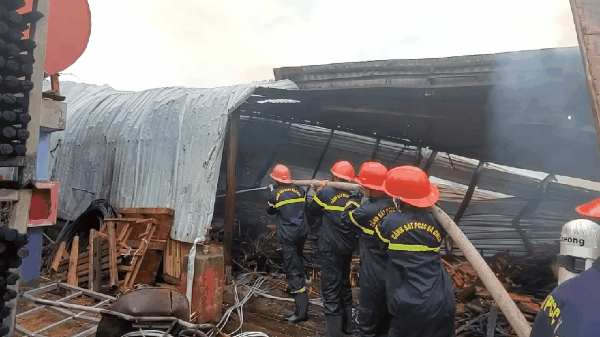 Hàng trăm người cật lực khống chế đám cháy ở xưởng gỗ Bình Định