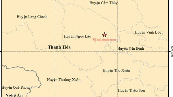 Động đất 4.1 độ tại huyện Ngọc Lặc, tỉnh Thanh Hóa