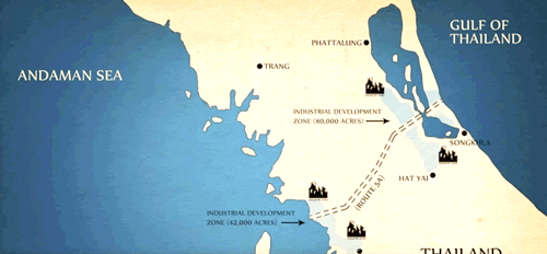 Vị trí đào kênh đào Kra nối Ấn Độ Dương với biển Đông.