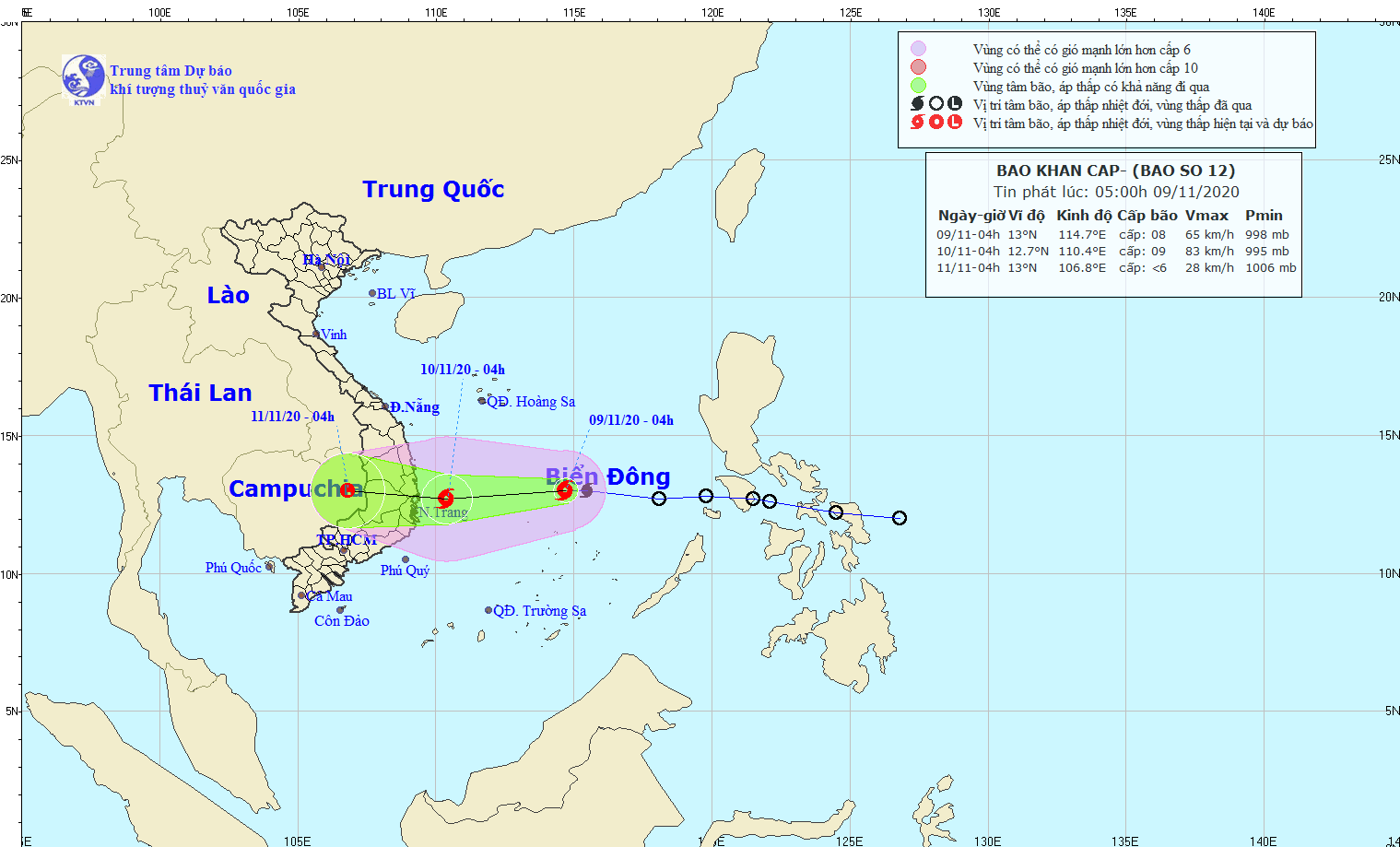 Storm Etau is moving toward mainland provinces from Phu Yen to Ninh Thuan