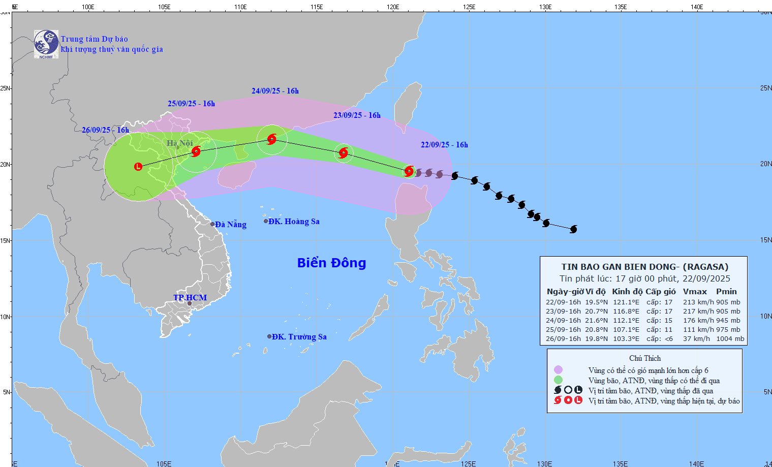Typhoon Ragasa's center position as of 5 p.m. on September 22 img-2523-9956-1300.gif