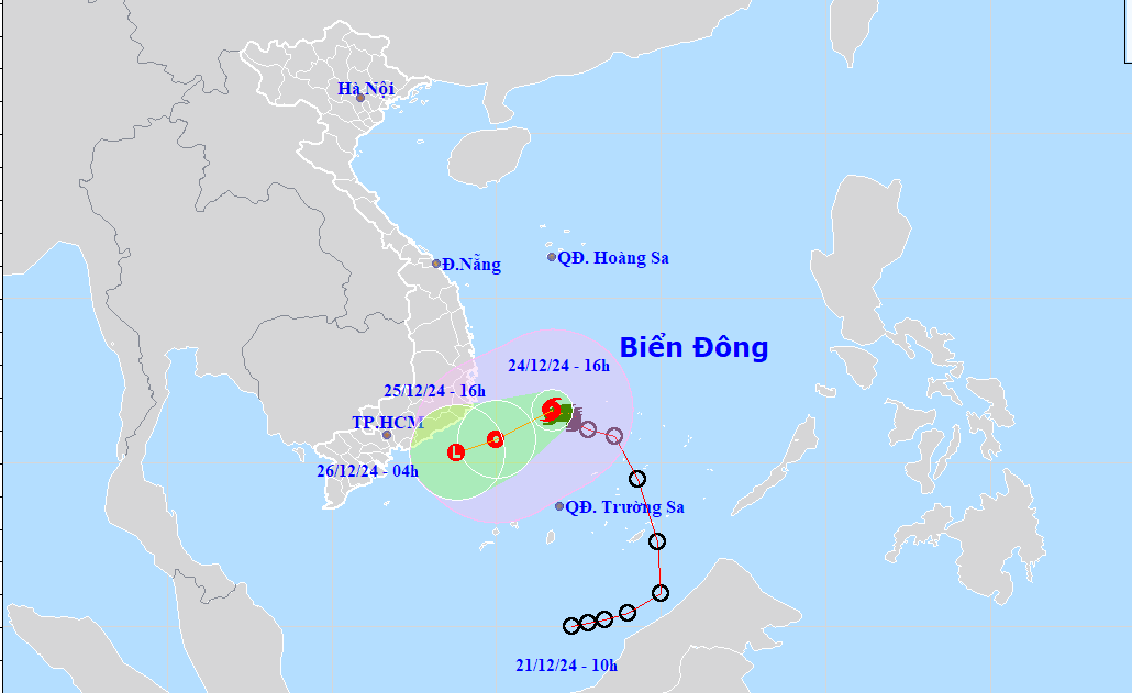 Bão số 10 đổi hướng, sẽ suy giảm thành vùng áp thấp